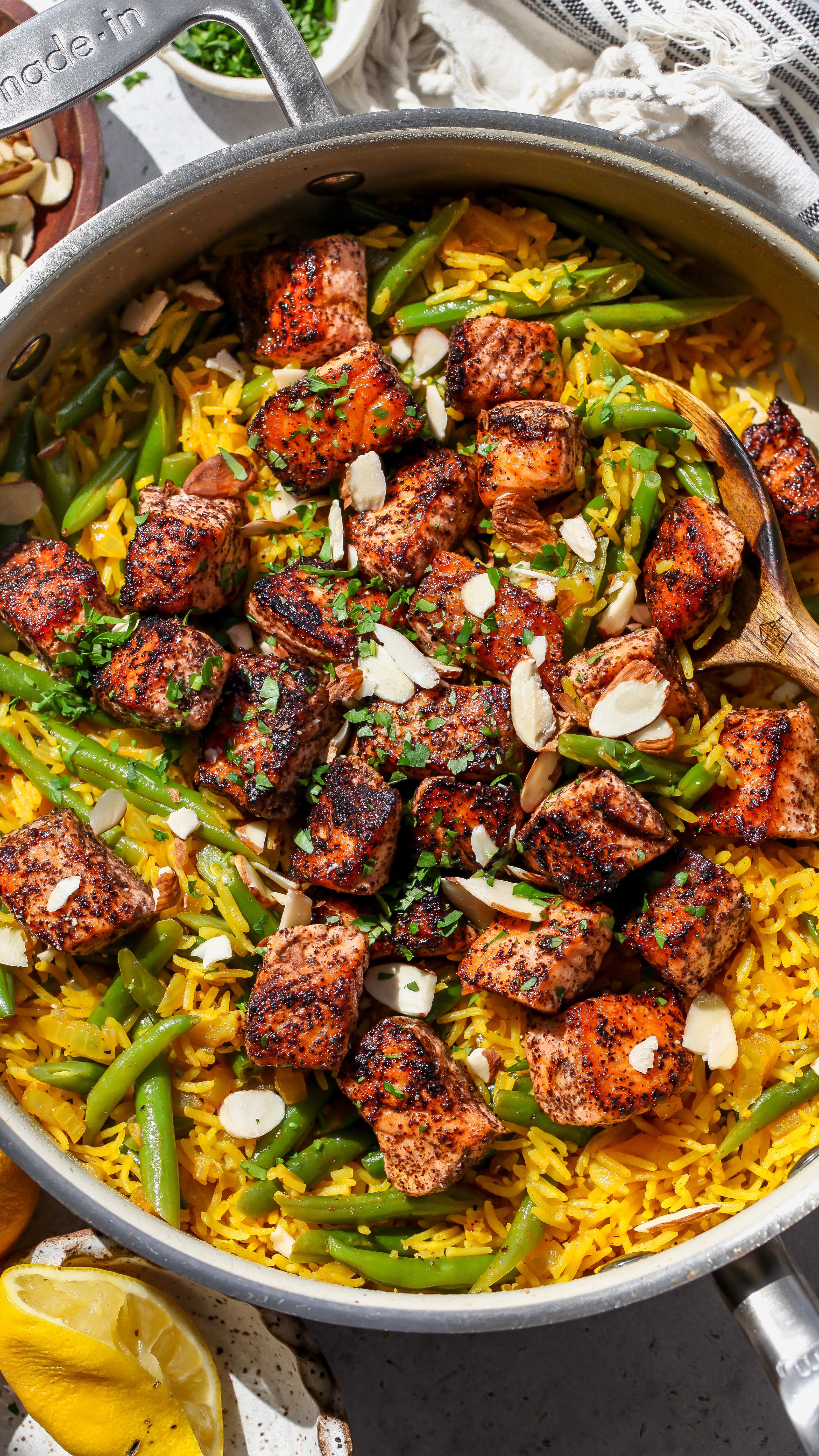 One Pan Sumac Salmon with Golden Rice - the latest one pan w...